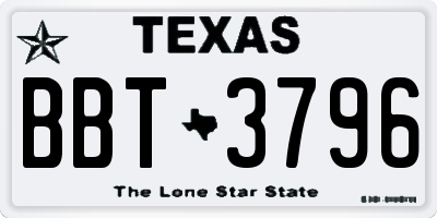 TX license plate BBT3796