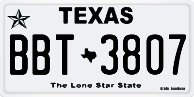 TX license plate BBT3807