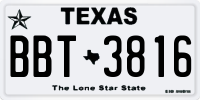 TX license plate BBT3816