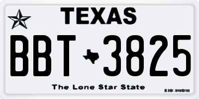 TX license plate BBT3825