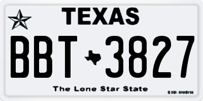 TX license plate BBT3827
