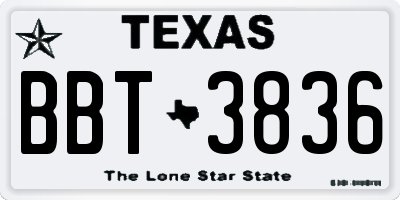 TX license plate BBT3836
