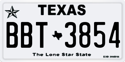 TX license plate BBT3854