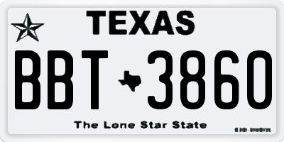 TX license plate BBT3860