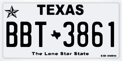 TX license plate BBT3861