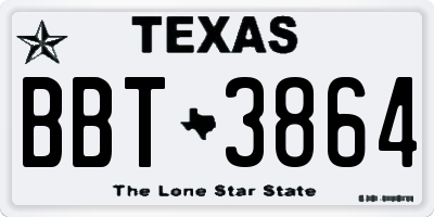 TX license plate BBT3864