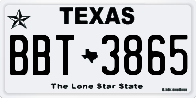 TX license plate BBT3865