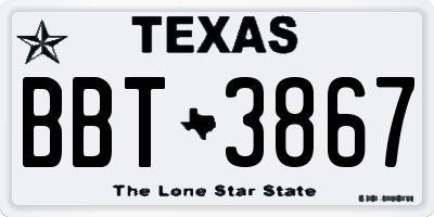 TX license plate BBT3867