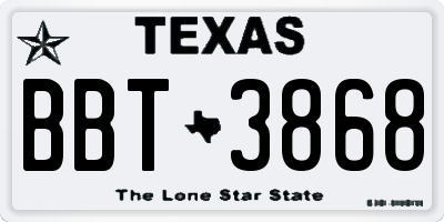TX license plate BBT3868