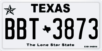 TX license plate BBT3873