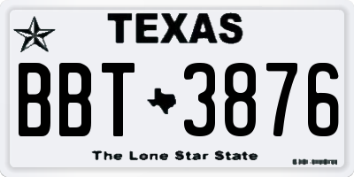 TX license plate BBT3876