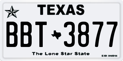 TX license plate BBT3877