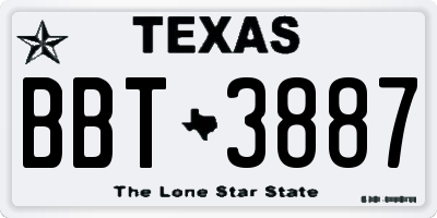 TX license plate BBT3887