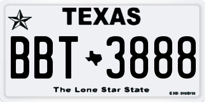 TX license plate BBT3888