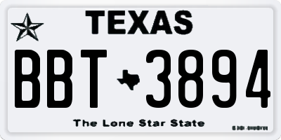 TX license plate BBT3894