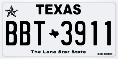 TX license plate BBT3911