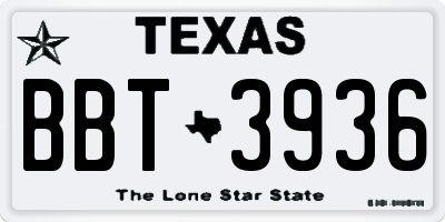 TX license plate BBT3936