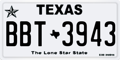 TX license plate BBT3943