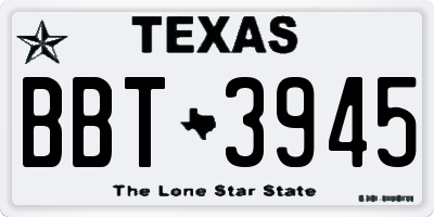 TX license plate BBT3945
