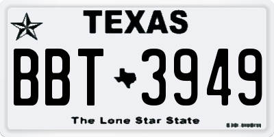 TX license plate BBT3949