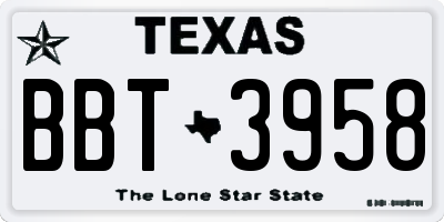 TX license plate BBT3958