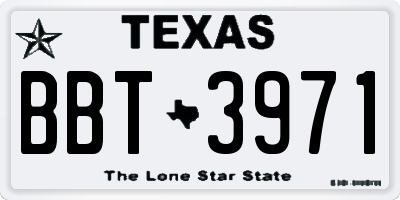 TX license plate BBT3971