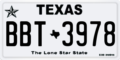 TX license plate BBT3978