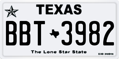 TX license plate BBT3982