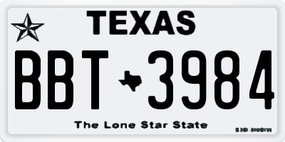 TX license plate BBT3984