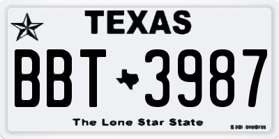 TX license plate BBT3987