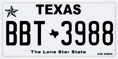 TX license plate BBT3988