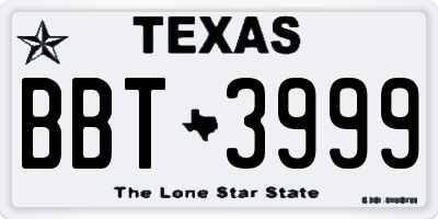 TX license plate BBT3999