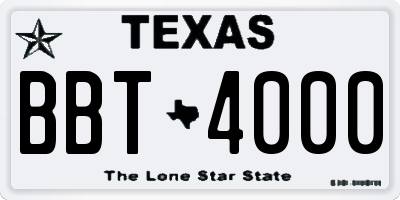 TX license plate BBT4000