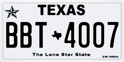 TX license plate BBT4007