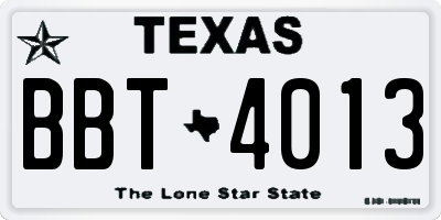 TX license plate BBT4013
