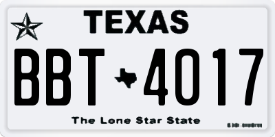 TX license plate BBT4017