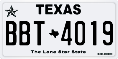 TX license plate BBT4019