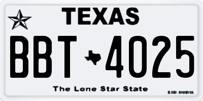 TX license plate BBT4025