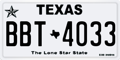 TX license plate BBT4033
