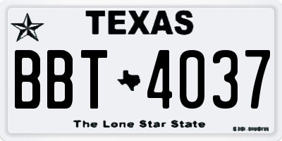 TX license plate BBT4037
