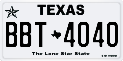 TX license plate BBT4040