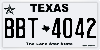 TX license plate BBT4042