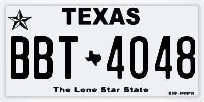 TX license plate BBT4048