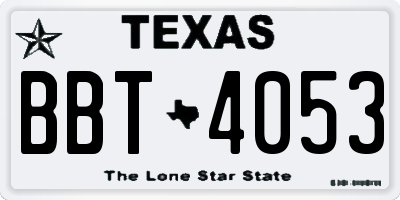 TX license plate BBT4053