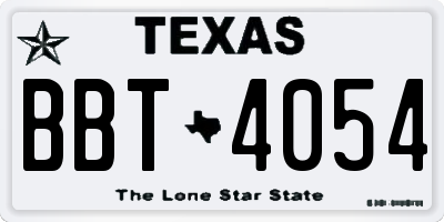 TX license plate BBT4054