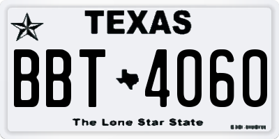 TX license plate BBT4060
