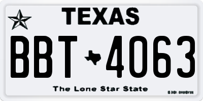 TX license plate BBT4063