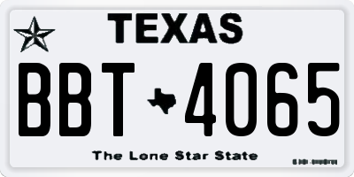 TX license plate BBT4065