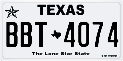 TX license plate BBT4074