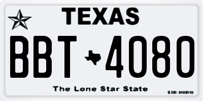 TX license plate BBT4080